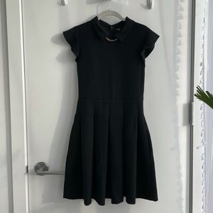 Maje Size 2 (T2) Medium Black Dress with Detachable Gold Chain and Collar